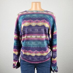 Vintage 90s Southwestern Aztec Print Western Style Long Sleeve Shirt